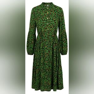 Green Leopard Print Dress